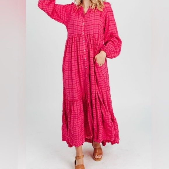 Free People Edie Maxi Dress - Vibrant Hot Pink - Picture 14 of 15